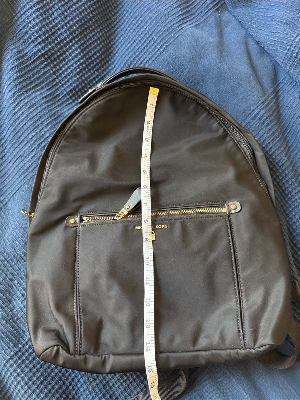 Michael Kors Black Nylon Backpack with Gold-Tone Accents - Picture 4 of 11